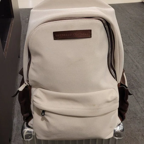 Brunello Cucinelli White Canvas Backpack Canvas backpack for Girls in Panama | Brunello Cucinelli main image 2
